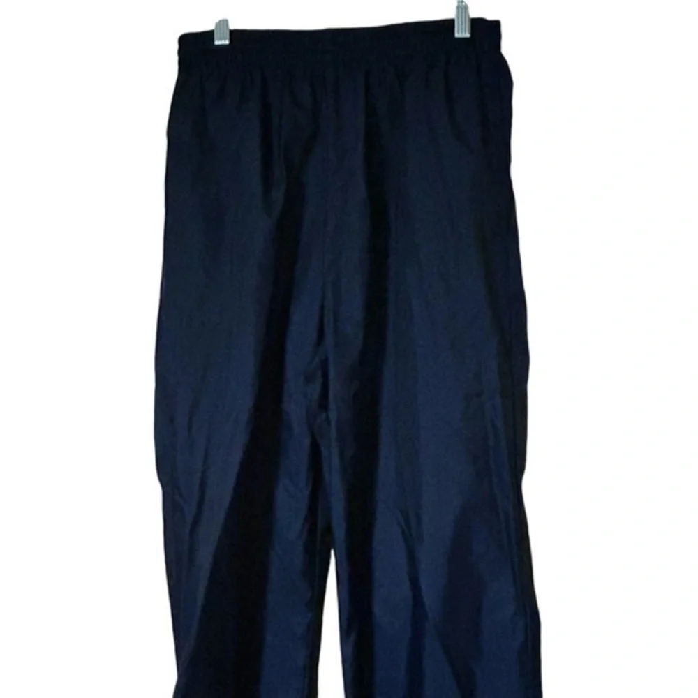Columbia Women’s Vintage Nylon Track Pants Drawstring Zip Snap Ankle Large‎ Navy